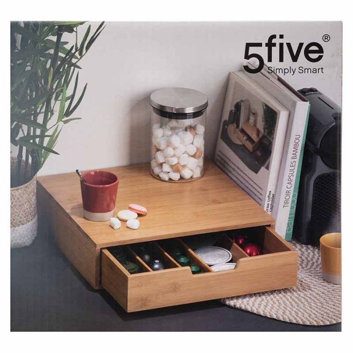 Porte-capsules Bambou 1 Tiroir - Rangement Capsules Café - Design Naturel - Compatible Toutes Marques