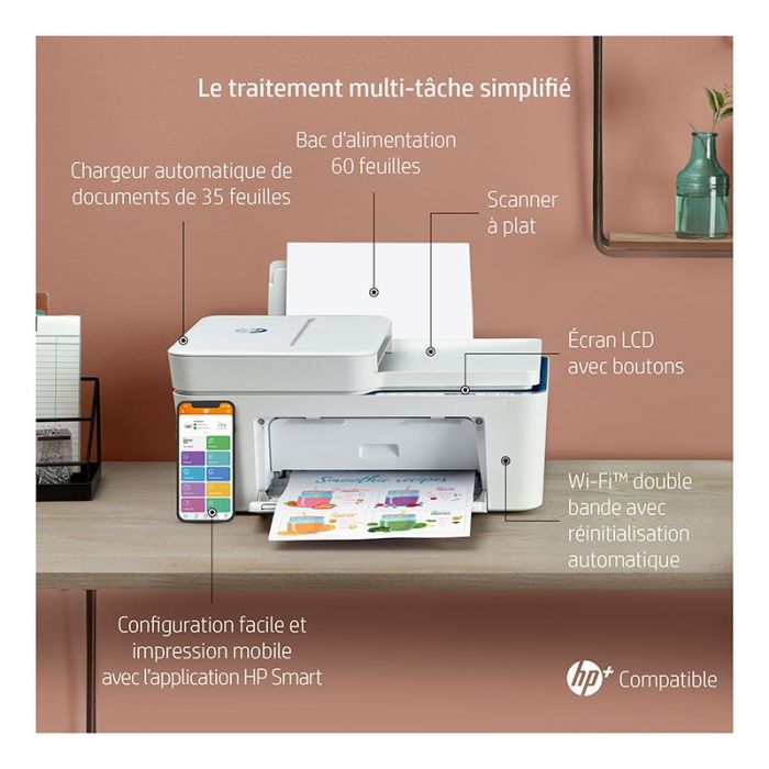 Imprimante HP Envy 4130e multifonction Jet d'encre couleur Copie Scan - 6 mois d' Instant ink inclus avec HP+ 