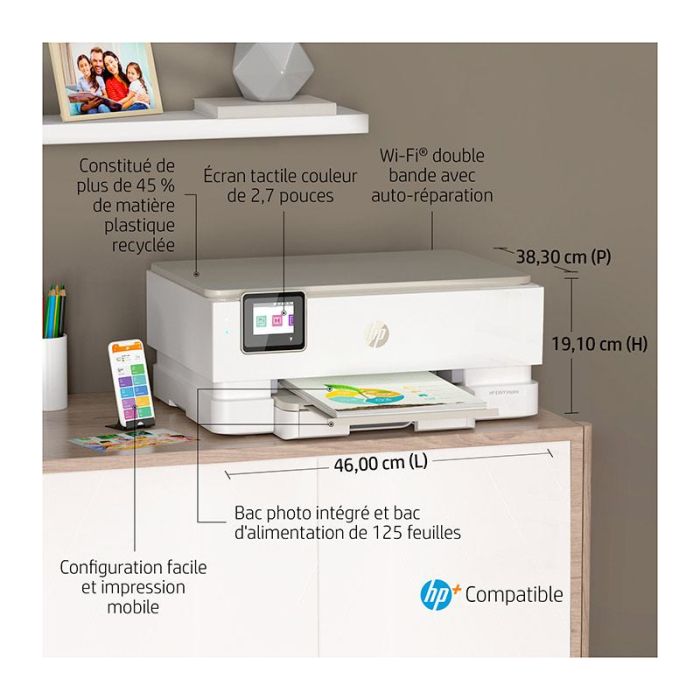 Imprimante HP Envy Inspire 7224e Jet d'encre couleur Copie Scan - 6 mois d' Instant ink inclus avec HP+ 
