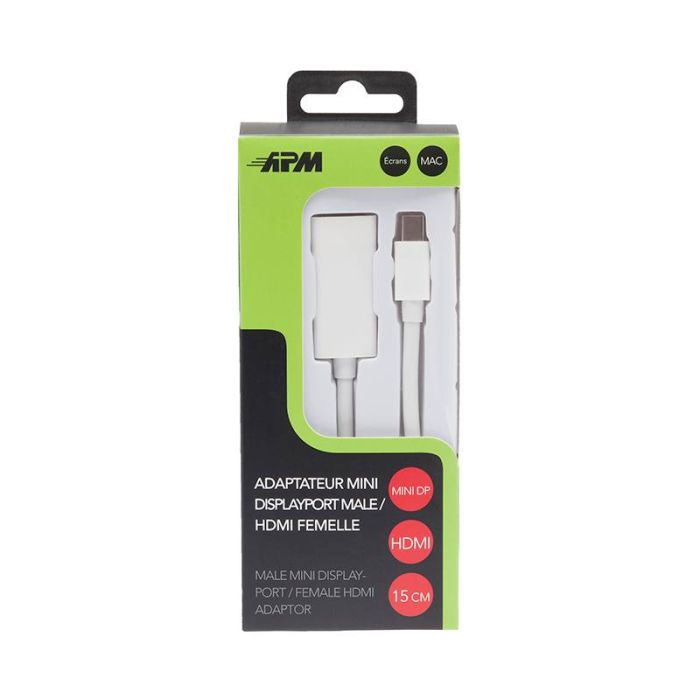Adaptateur HDMI femelle APM vers Apple Mini blanc blanc