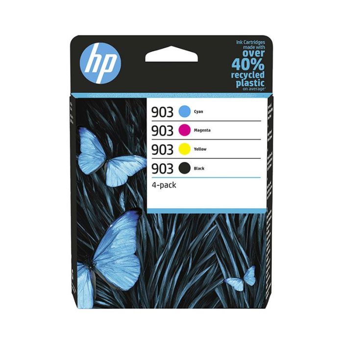 Cartouche d'encre HP 903 Pack de 4 Cartouches d'Encre Noire, Cyan, Magenta, Jaune Authentiques (6ZC73AE) pour HP OfficeJet 6950, HP OfficeJet Pro 6960 / 6970