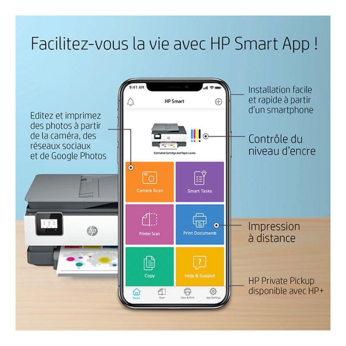 Imprimante multifonction HP OfficeJet 8014e Jet d'encre couleur Copie