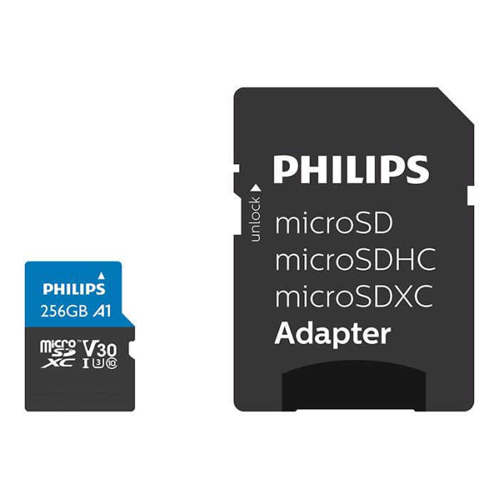 Carte Micro SD Philips 256Go class 10/U3 + adaptateur