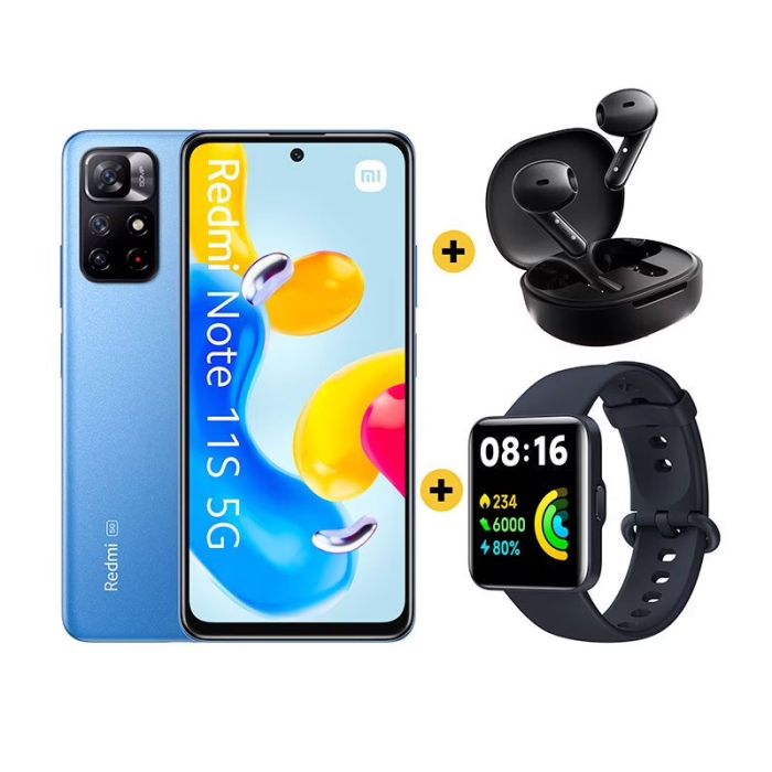 Pack Smartphone XIAOMI Redmi Note 11S 5G 128Go + Watch + Buds 4Lite