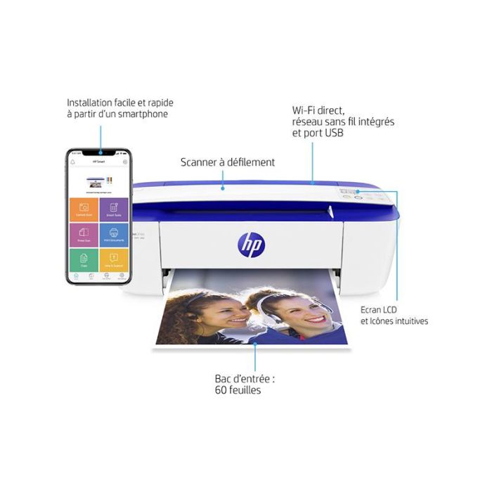 Imprimante multifonction HP Deskjet 3760 - 2 mois instant Ink offert