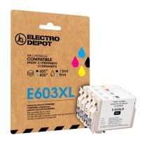 Cartouche d'encre ELECTRO DEPOT compatible Epson E603 pack XL noir et couleurs(Etoile de mer)