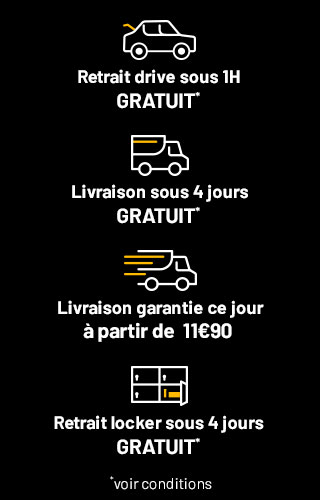 4 possibilités (Magasin / Drive / Livraison / Locker)