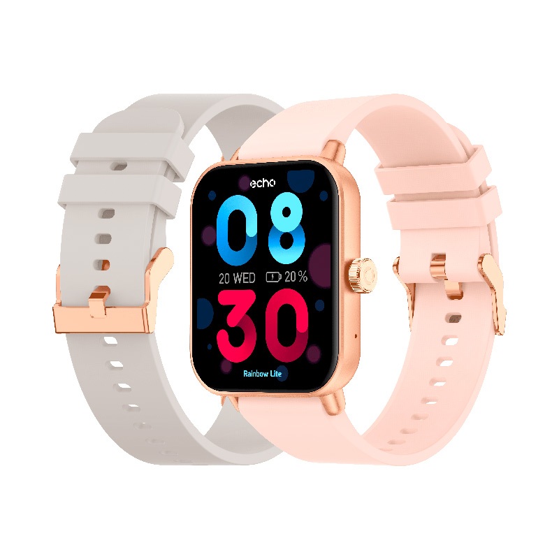 Montre Connectee Echo Rainbow Lite Rose + Bracelet Gris