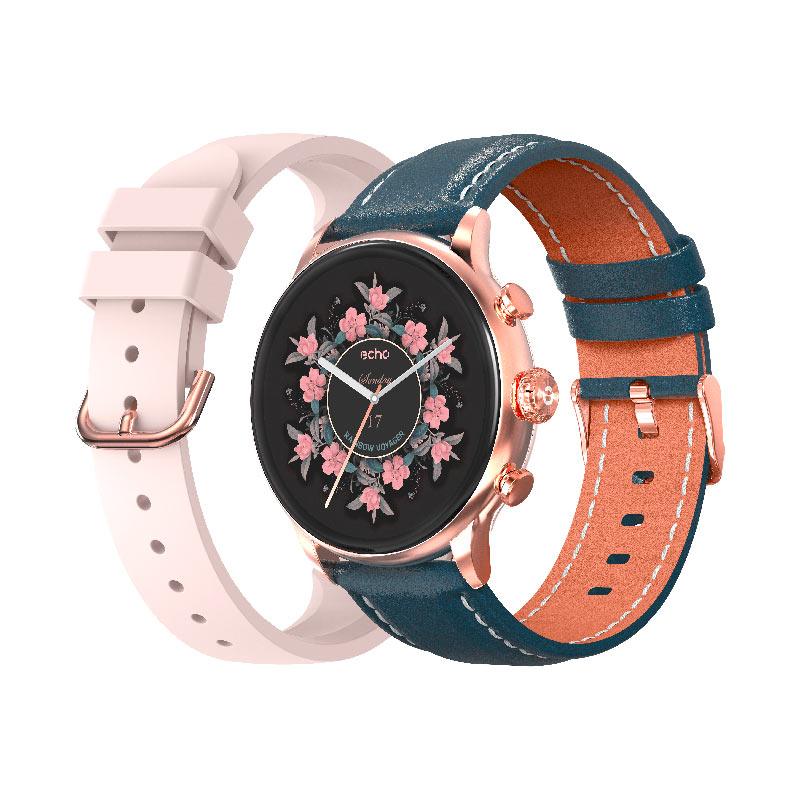 Montre Connectee Echo Rainbow Voyager Bleu + Bracelet Rose