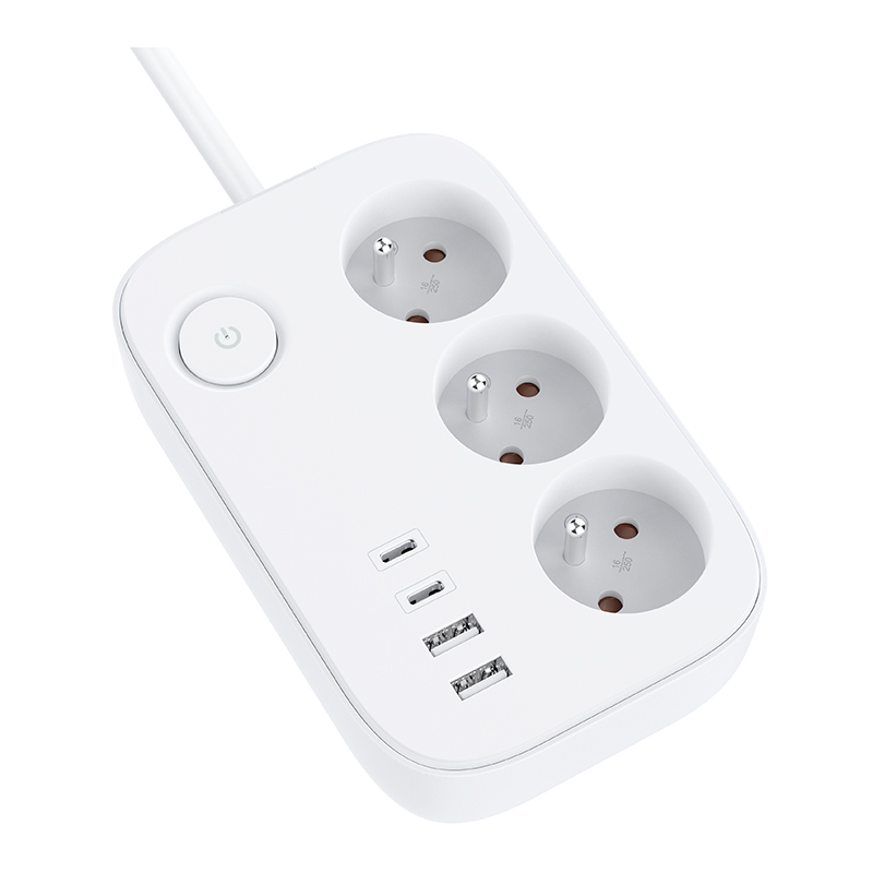Multiprise Electro Depot 3 Prises + 2 Usb + 2 Usb-C avec Interrupteur Blanche - Cable 1.5M