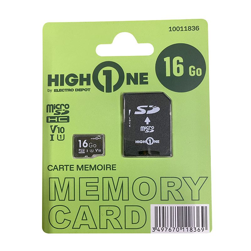 Carte Memoire Micro Sd 16 Go High One Adaptateur Stockage Fiable Et Economique