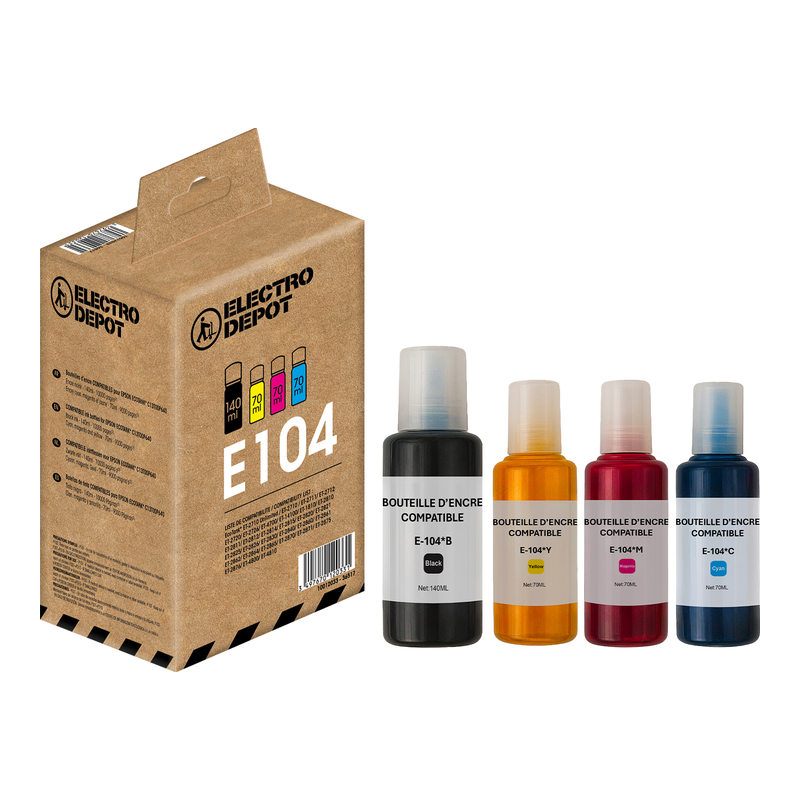 Pack Bouteilles D'encre Electro Depot Compatible Epson 104 Eco Tank