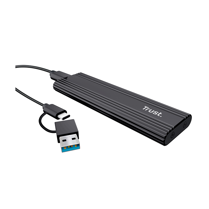 Boîtier Trust SSD M.2 Usb 3.2 Gen 2   Boîtier Externe Pour Disque Nvme/Sata (Noir)