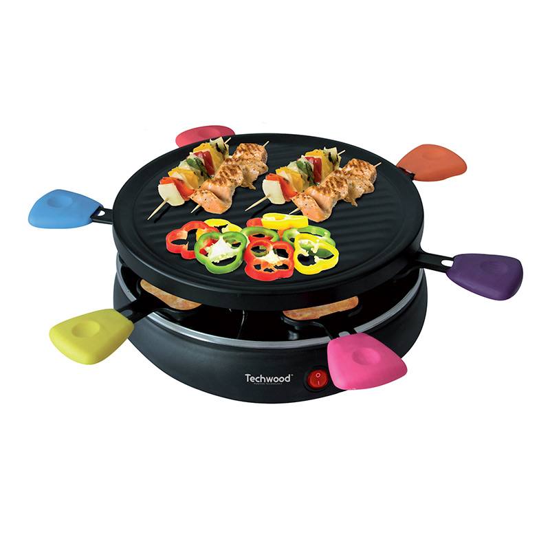 Raclette Techwood 6 Personnes- Poelons Avec Manches Colore