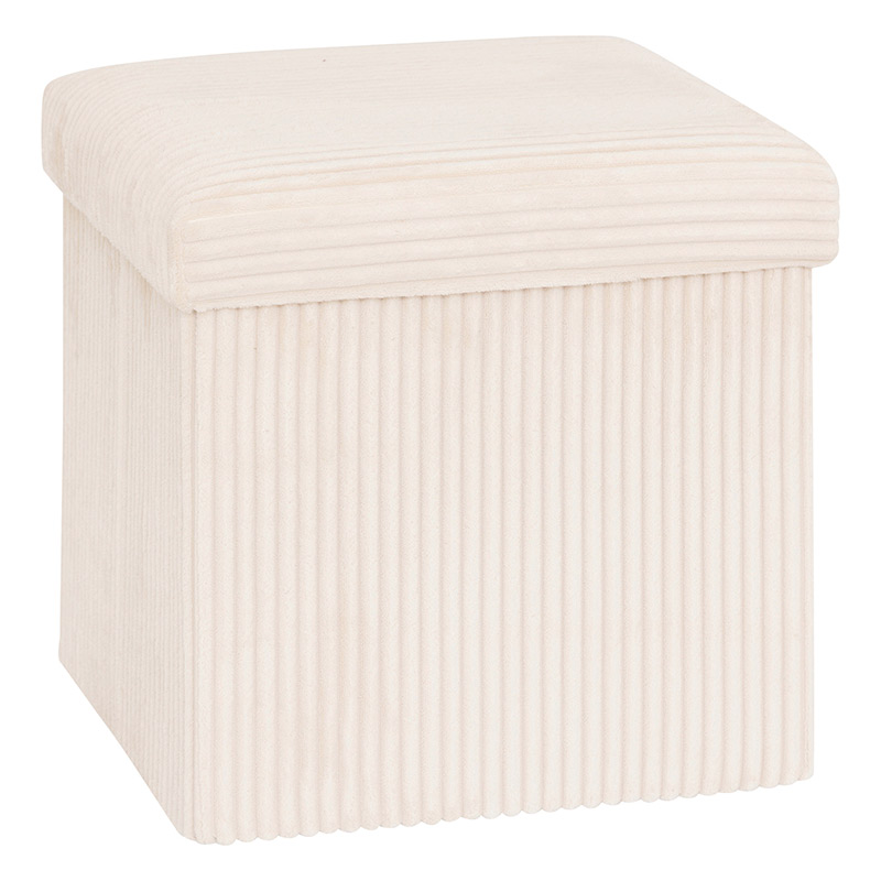 Electrodepot Pouf Pliable 38X38Xm Velours Ecru