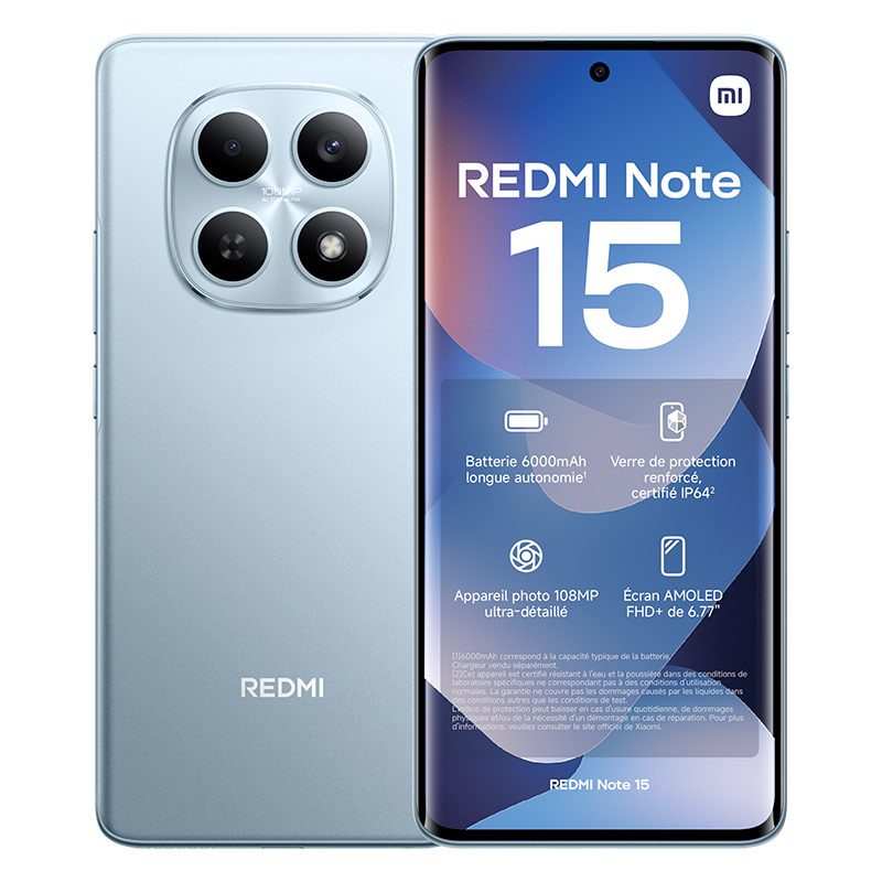 Smartphone Xiaomi Redmi Note 15 4g 256go Bleu + Coque  -  reconditionné disponible sur Electro Depot