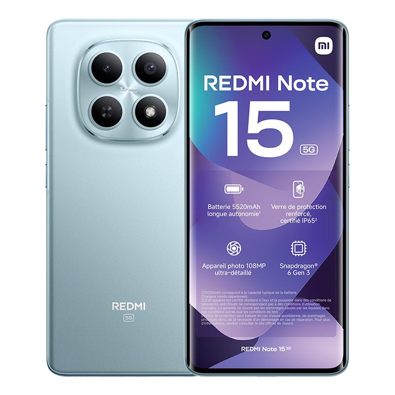Smartphone Xiaomi Redmi Note 15 5g 256go Noir