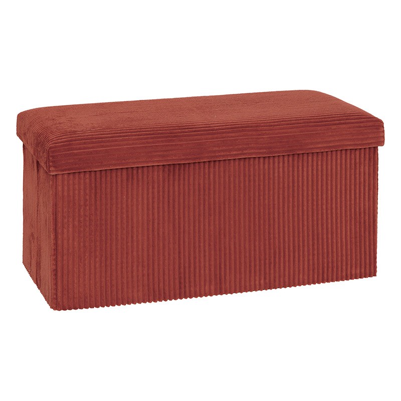 Electrodepot Pouf Double 76X38X38Cm Velours Terracotta