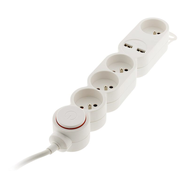 Multiprise Zenitech 4 Prises 2 Usb A Interrupteur Cable 15m