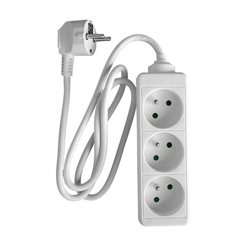 Multiprise Zenitech 3 Prises Blanche Cable 1m