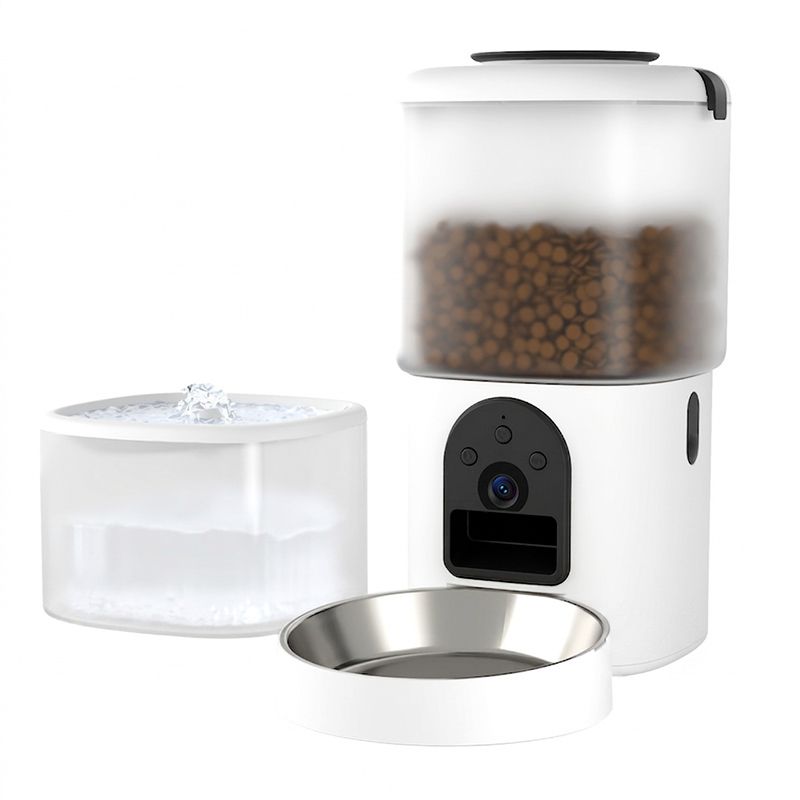 Distributeur De Croquettes Connecte Pawzz Avec Camera Et Fontaine À Eau