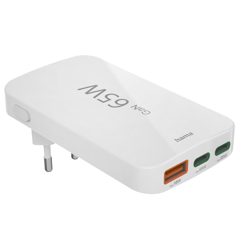Chargeur Rapide Hama 2 Usb c 1 Usb a Mini chargeur Plat Pd 65 W