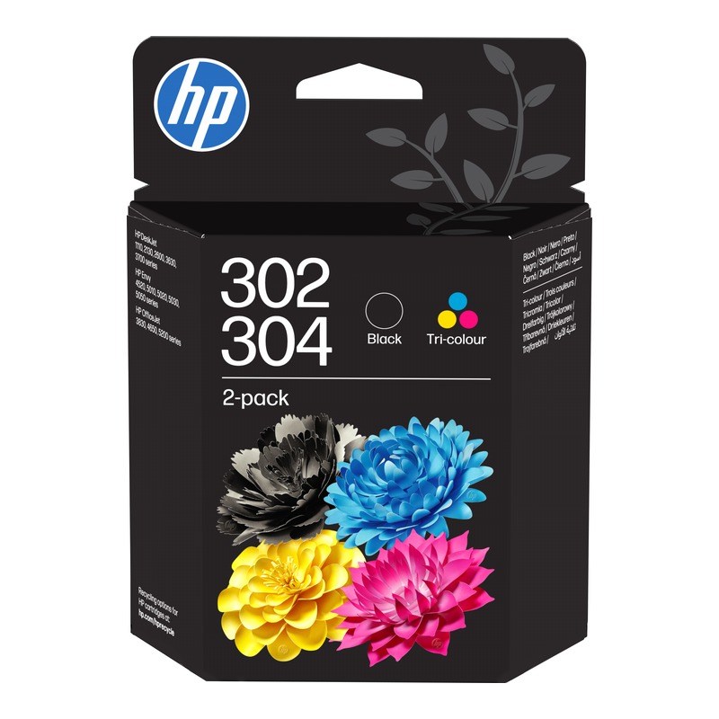 Cartouches D'Encre HP 302 - Pack De 2 Cartouches D'Encre Noire Et Trois Couleurs Authentiques