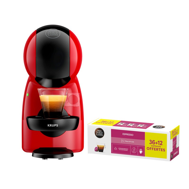 Expresso Krups Piccolo XS Rouge Yy5836Fd + 3 Boîtes Capsules