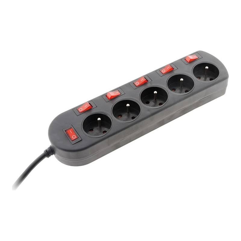 Multiprise Zenitech 5 Prises Avec 6 Interrupteurs Noire