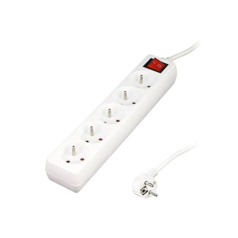Multriprise Electrodepot 5 Prises Interrupteur Blanc Cable 1m