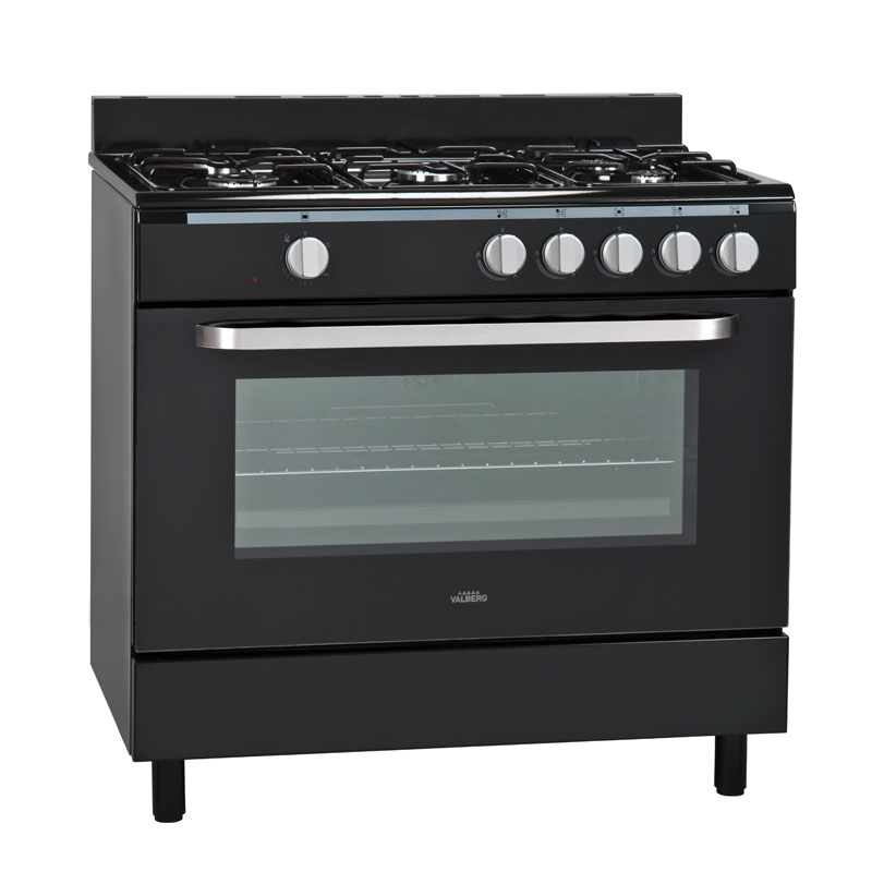 Piano de cuisson La Germania Cuisiniere sel9mn 5 feu gaz four électrique  multifonction e Noir