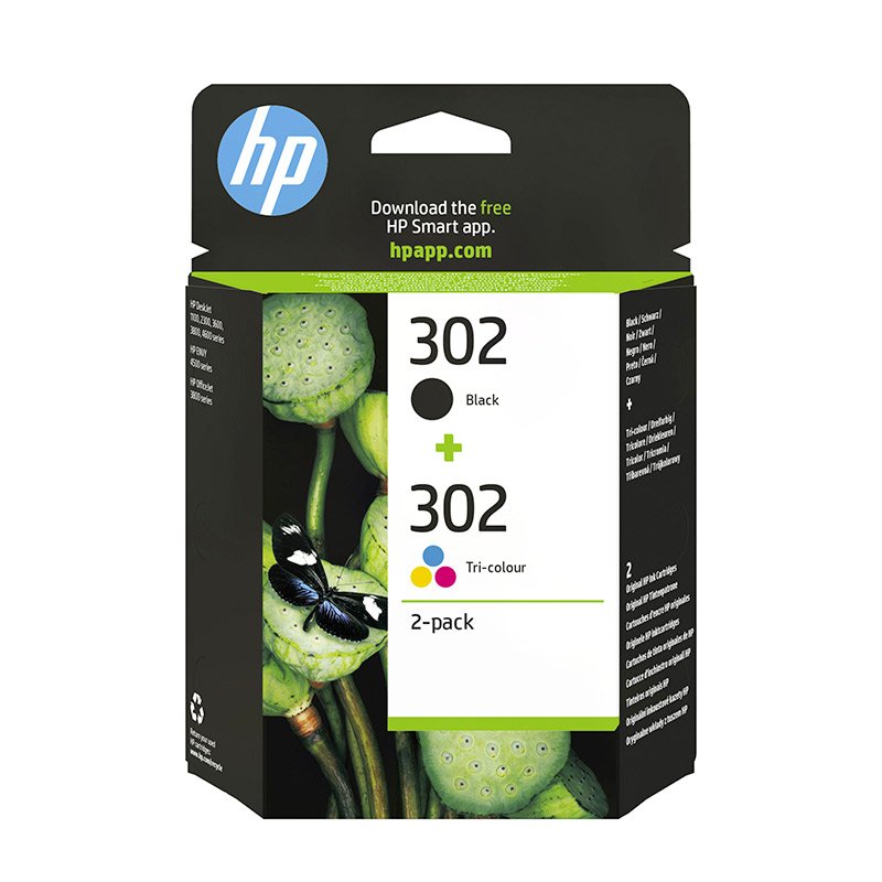 Cartouches D encre Hp 302 - Pack De 2 Cartouches D encre Noire Et Trois Couleurs Authentiques (x4d37ae)