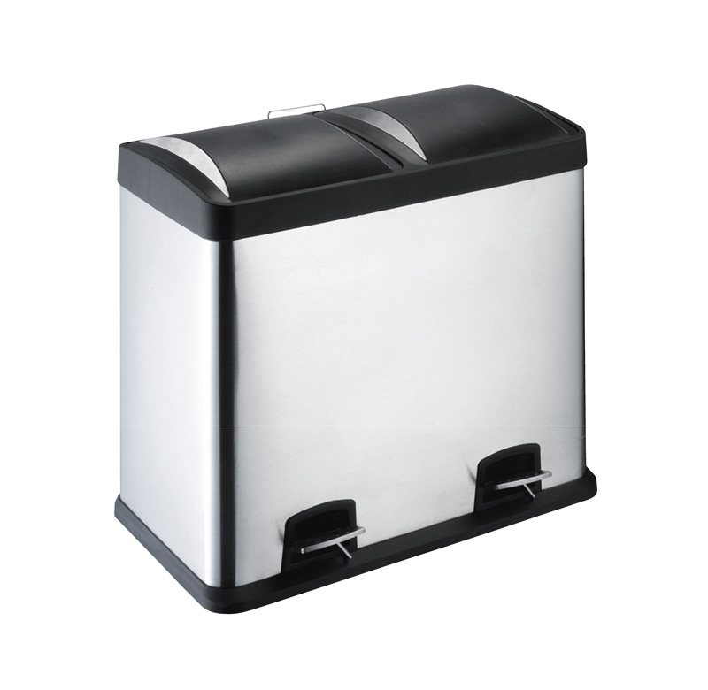 Poubelle Inox Tri sélectif 2x30L - Electro Dépôt