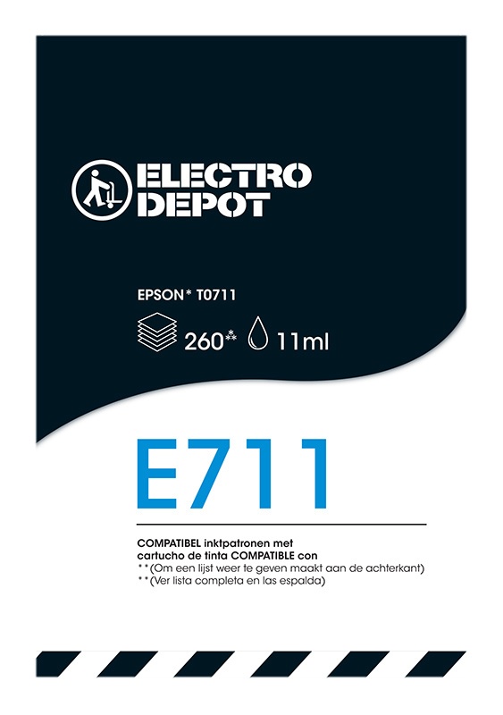 Cartouche Electro DÉpÔt Compatible Epson T0711  E711 Noire / Guepard