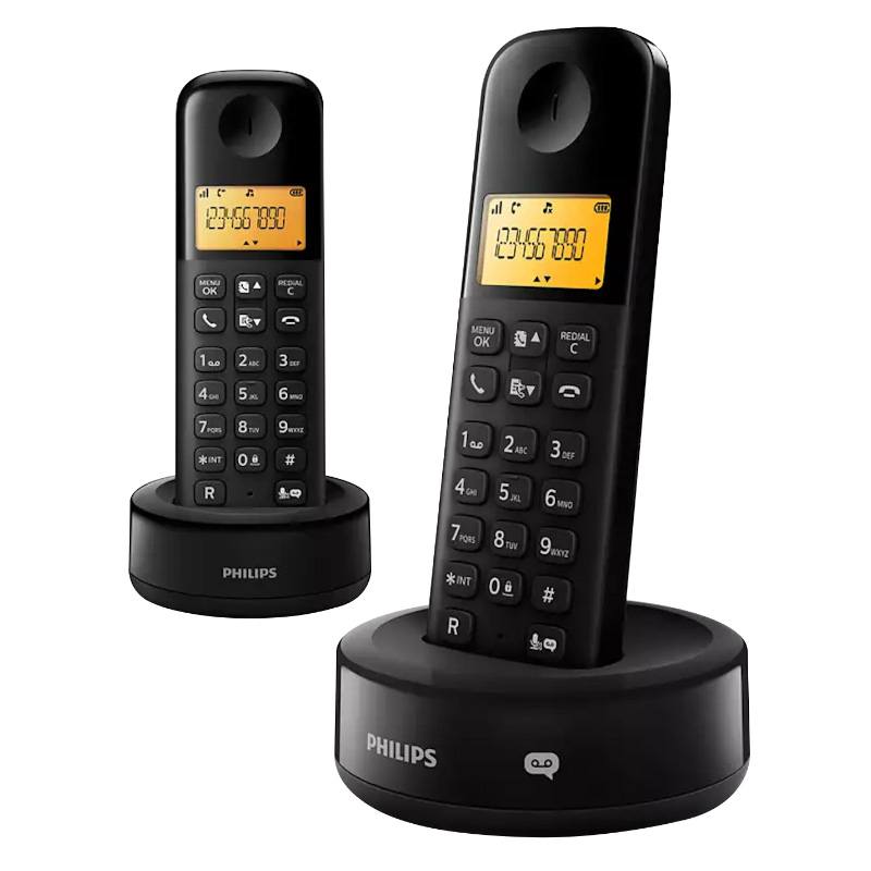 Téléphone Duo Avec Répondeur Philips D1652b Noir