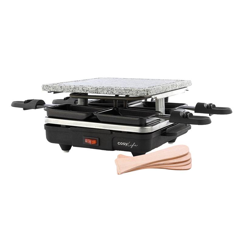 Raclette Multifonctions Cosylife 4 Personnes + Pierre Cl-r4p2