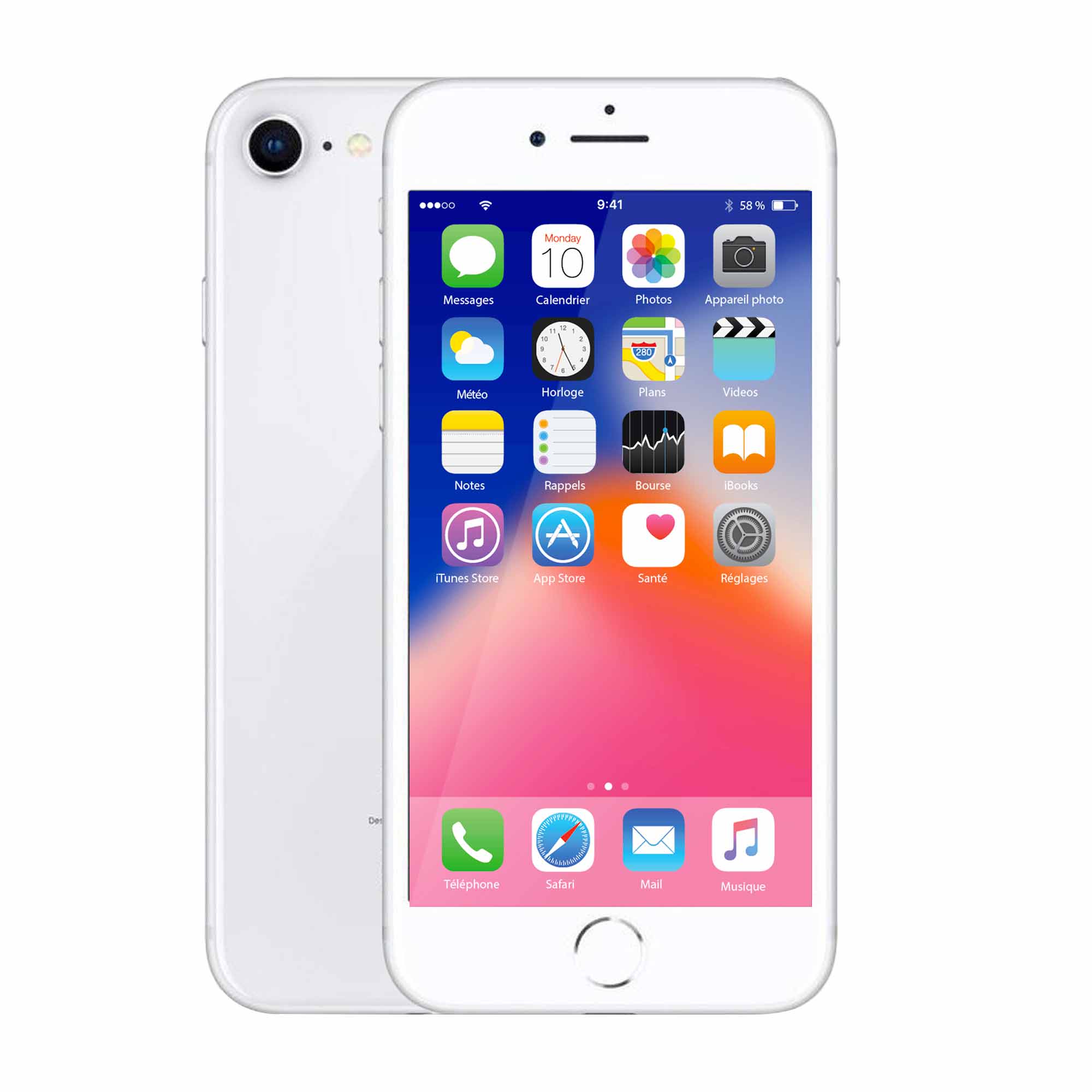 Apple Iphone 8 256 Go Silver ReconditionnÉ Grade Eco+ Coque
