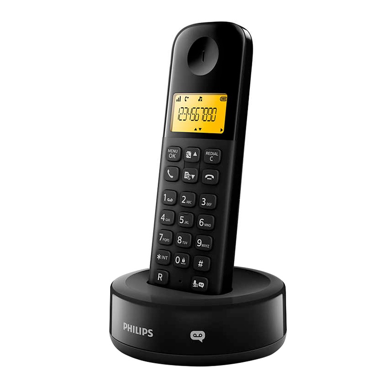 Téléphone Solo Avec Répondeur Philips D1651b Noir