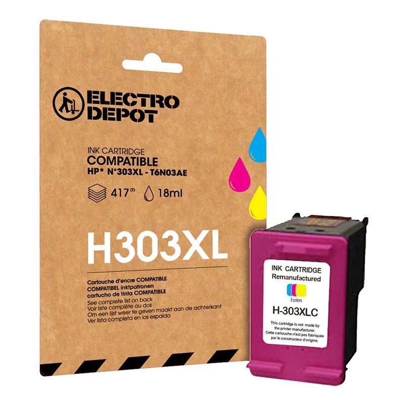 Cartouche D'Encre Electro Depot Compatible HP H 303 XL Couleurs