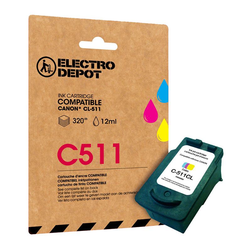 Cartouche D'encre Electro Depot Compatible Canon C511 3 Couleurs