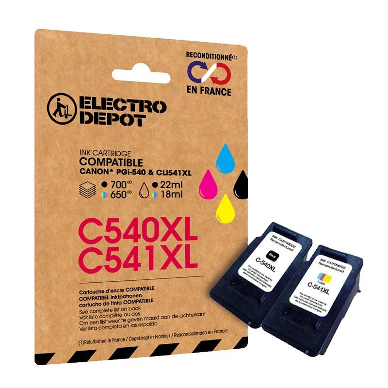 Cartouche D'encre Electro Depot Compatible Canon C540/541 Pack Xl Noir Et Couleurs