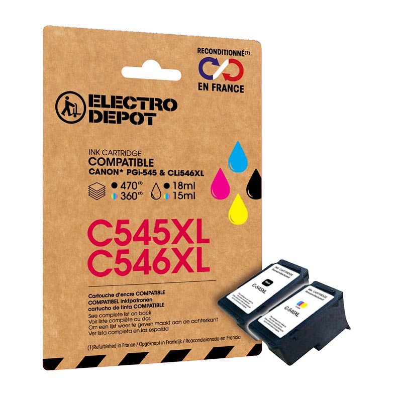 Cartouche D'encre Electro Depot Compatible Canon C545/546 Pack Xl Noir Et Couleurs