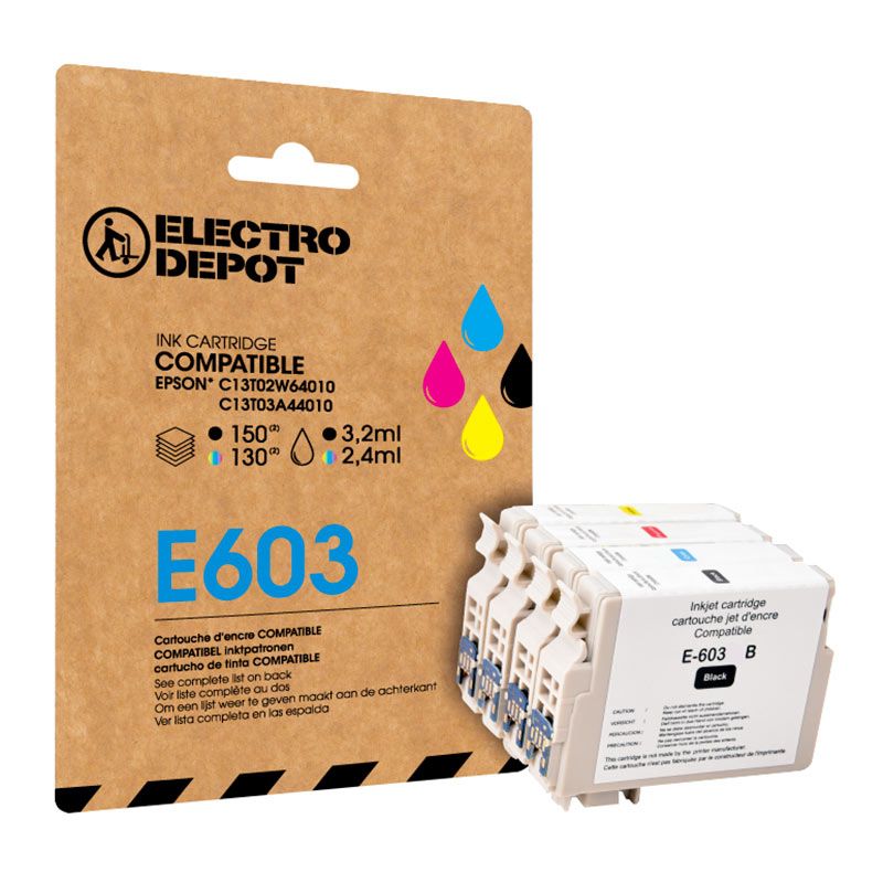 Cartouche D'encre Electro Depot Compatible Epson E603 Pack Noir Et Couleurs(etoile De Mer)