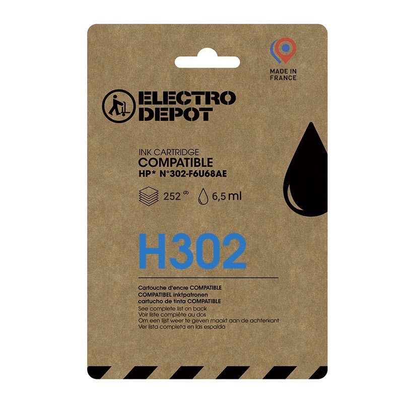 Cartouche Dencre Electro Depot Compatible Hp H302 Noir