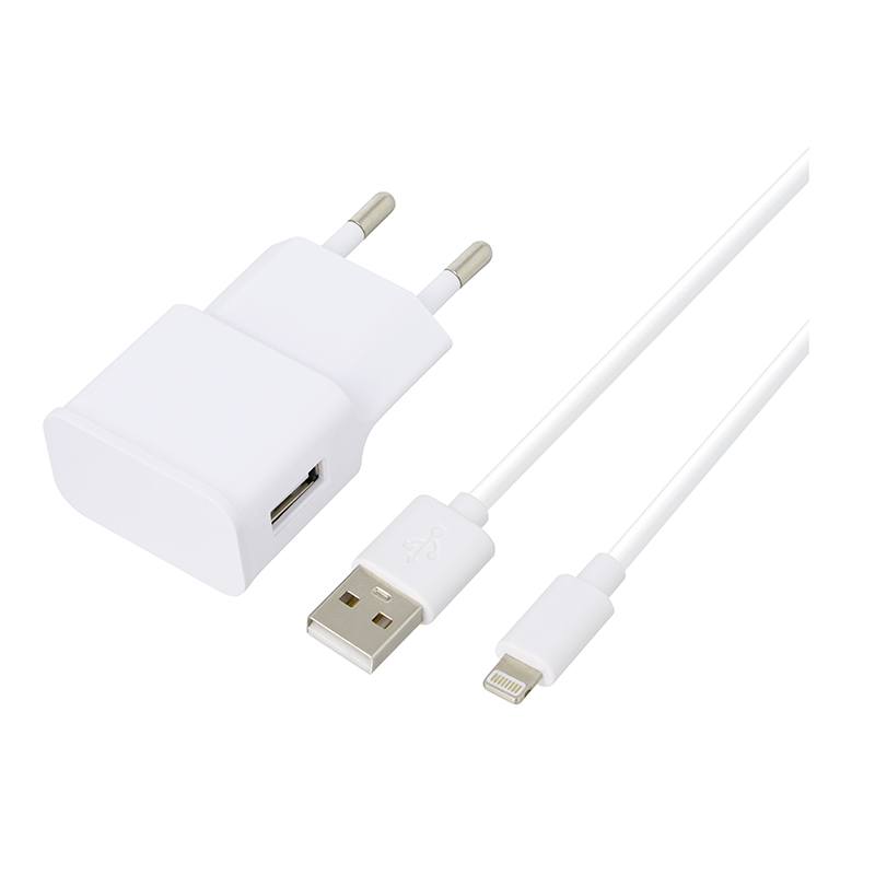 Chargeur Secteur High One 2.4aa Blanc + Cable Lightning 1m