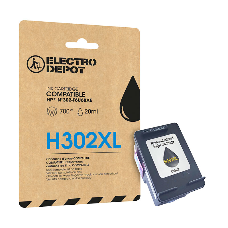 Cartouche D'encre Electro Depot Compatible Hp Xl 302 Noir