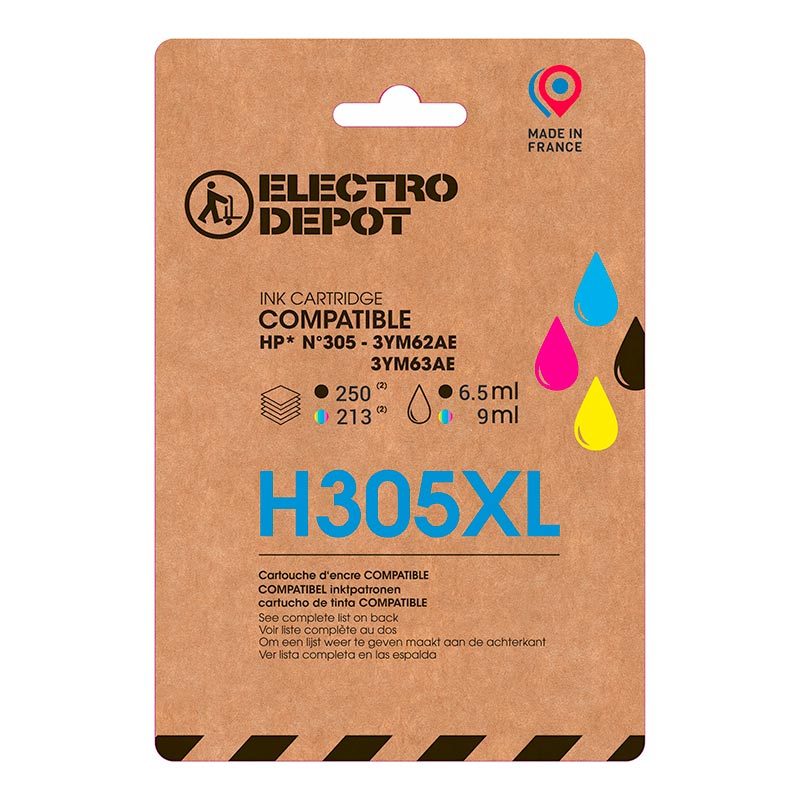 Cartouche D'Encre Electro Depot Compatible HP H 305 XL Noir Et Couleur