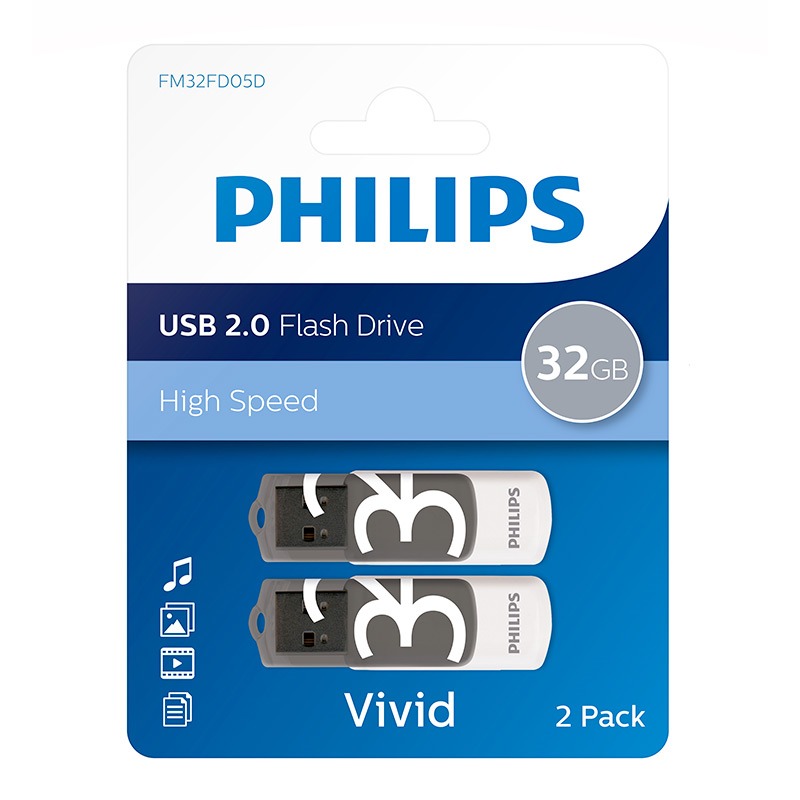 Lot 5 Paquet de 2 clés usb 32 GB Philips 2.0