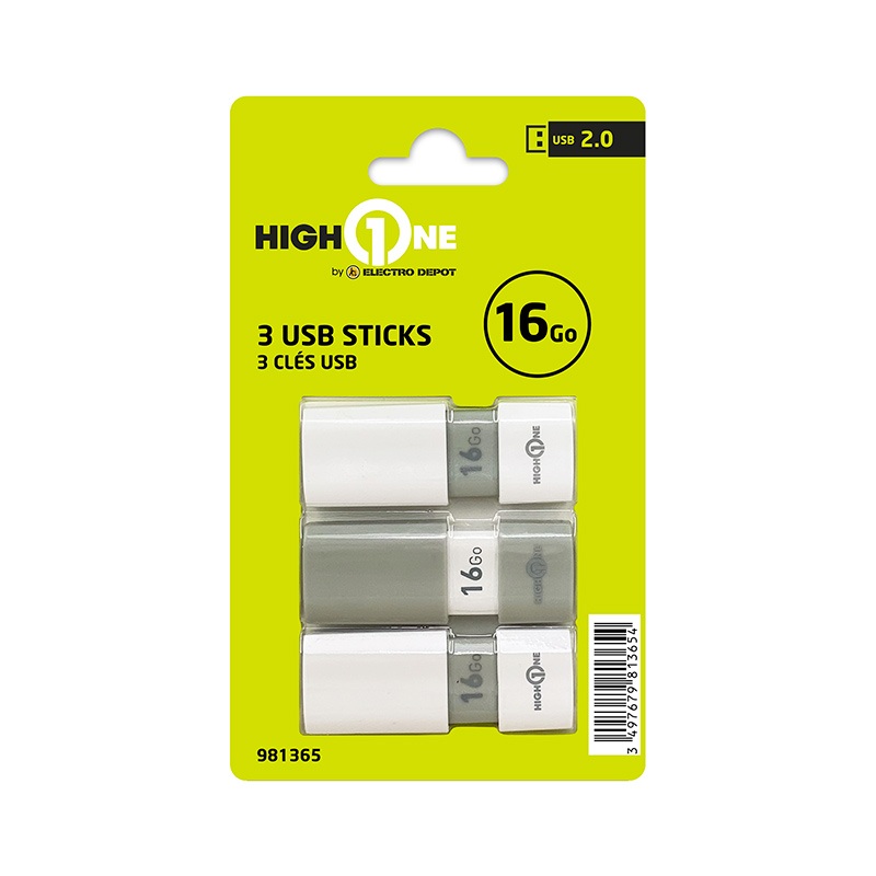 Pack De 3 Cles Usb High One 16 Go