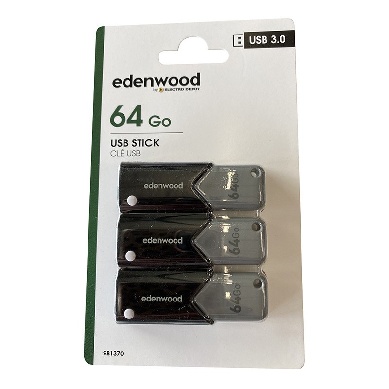 Pack De 3 Cles 3.0 Usb Edenwood 64go - Total 192go